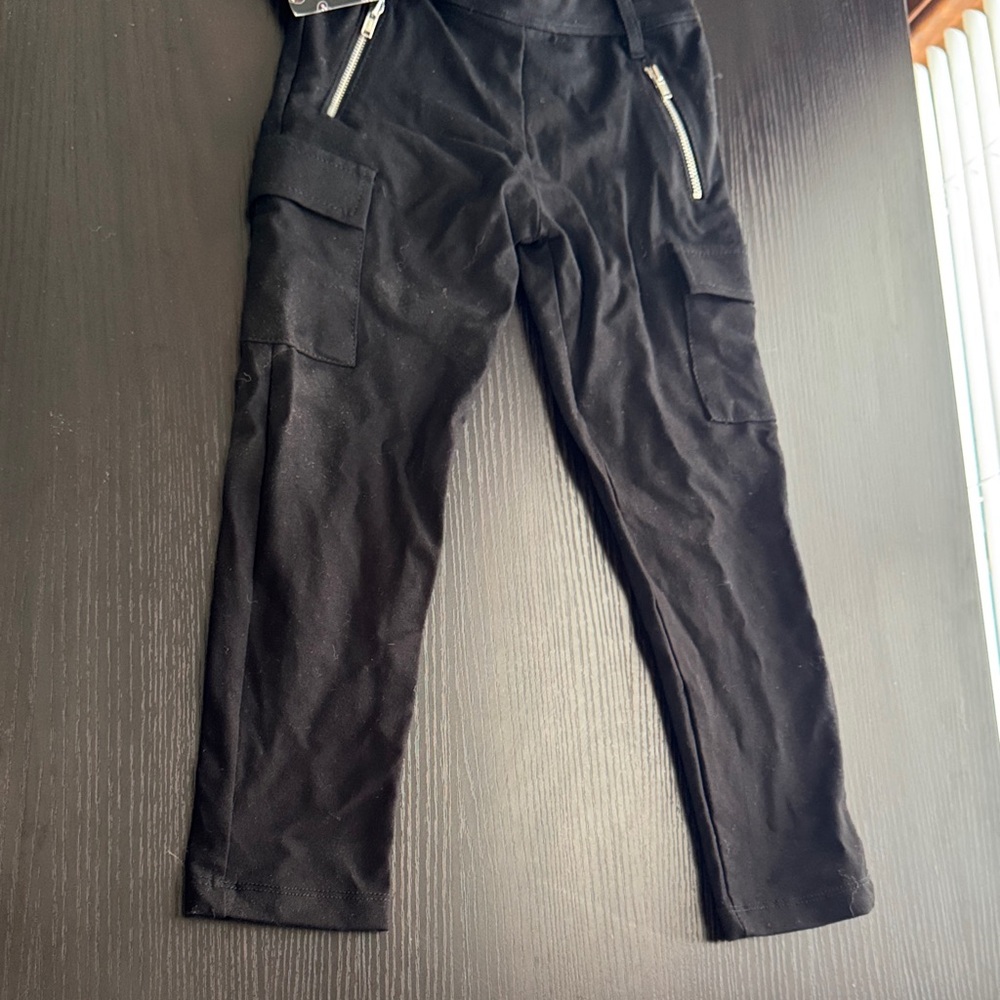 Flowers by Zoe Black Leggings with Silver Zippers